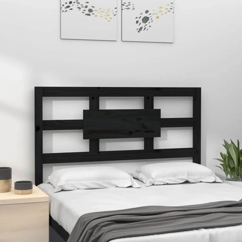Cabeceira de cama 95,5x4x100 cm pinho maciço preto