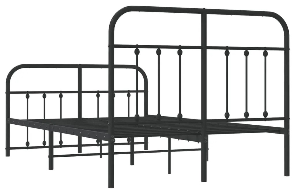 Estrutura de cama com cabeceira e pés 120x190 cm metal preto