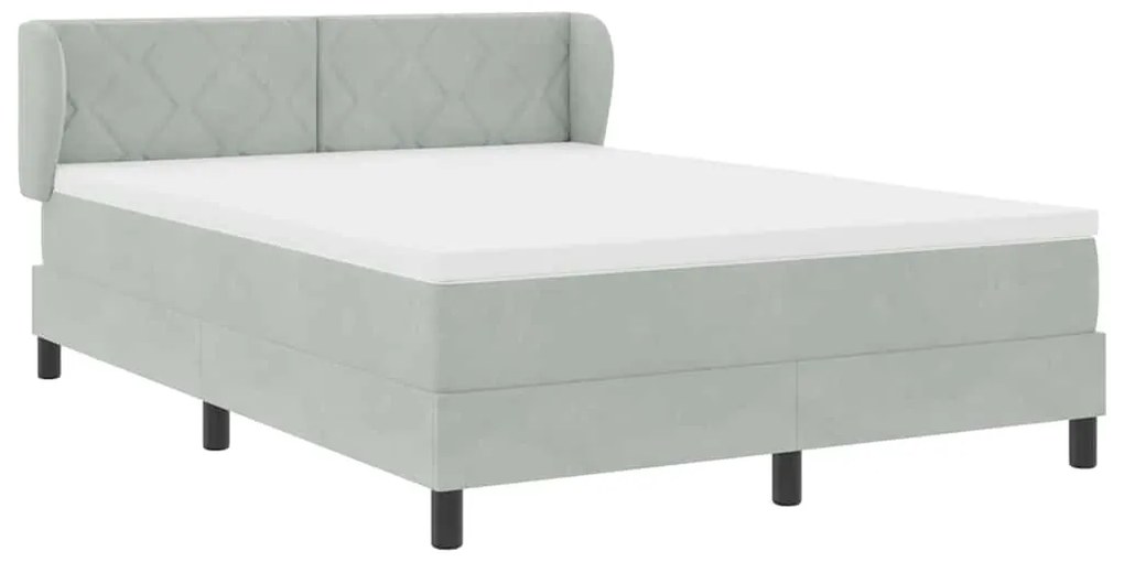 Cama Box com Colchão vidaXL Cinza Claro 160x200 cm Veludo