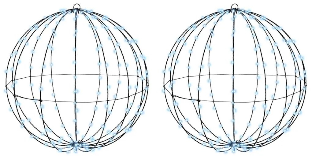 vidaXL Bola com 384 LEDs 2 pcs Branco frio 60 cm Metal