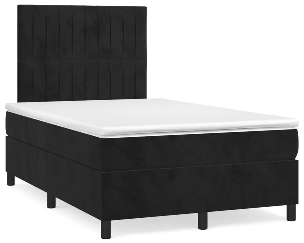 Cama boxspring com colchão 120x190 cm veludo preto