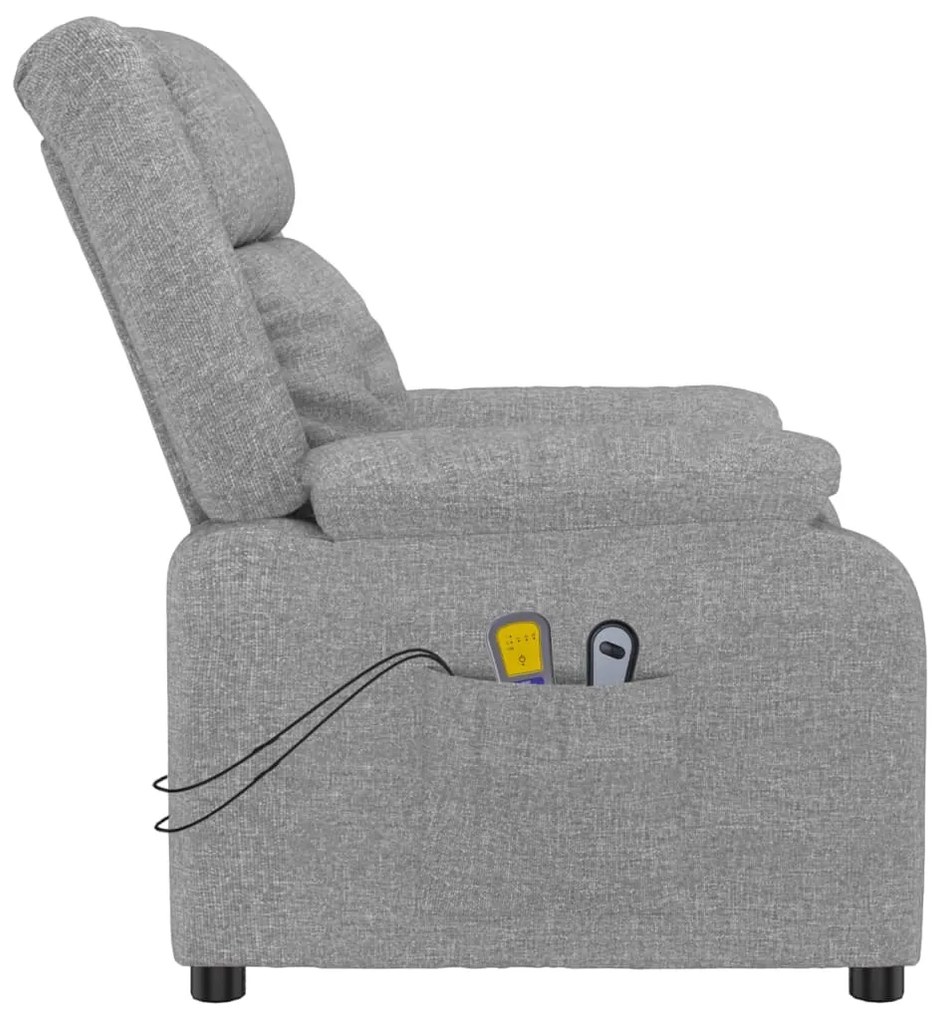Poltrona de massagens elétrica tecido cinzento-claro