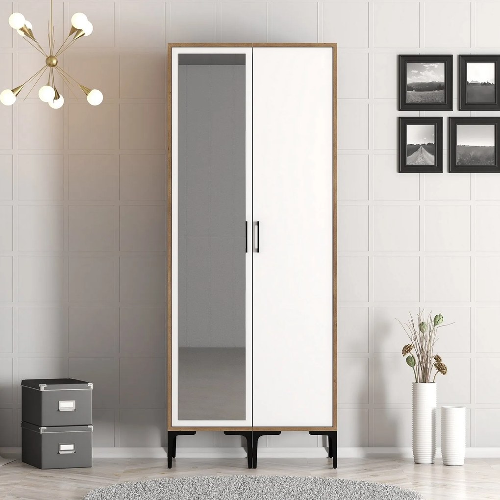 Guarda-Roupa Kumsal RS – Nogueira e Branco – 80x47,5x201,4 cm