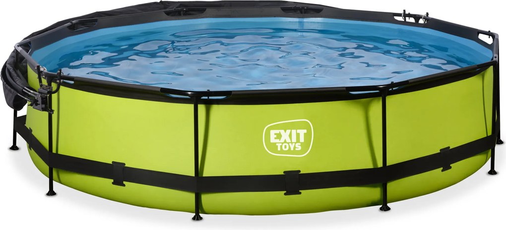 Piscina redonda Lime ø360x76cm com bomba de filtragem e cobertura - Verde