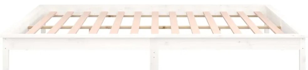 Estrutura de cama c/ LEDs 160x200 cm madeira maciça branco