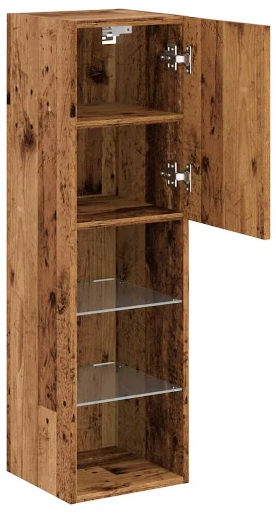Móveis de TV com luzes LED 2 pcs 30,5x30x102 cm madeira velha