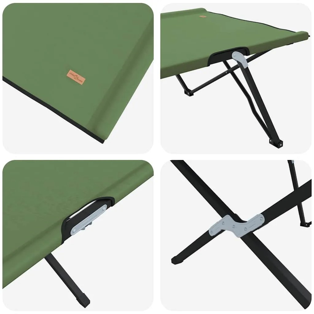 Cama de Sol Dobrável com Saco de Transporte Verde Exército 600D