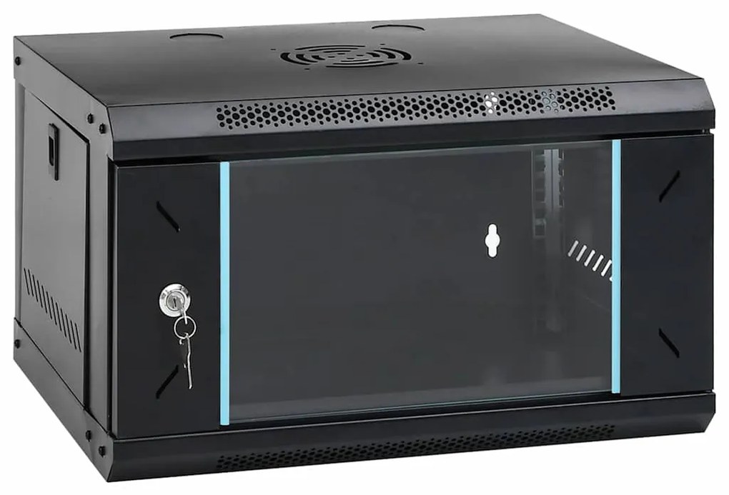 vidaXL Armário de Rede com armazenamento Preto 53 x 45 x 30 cm Aço