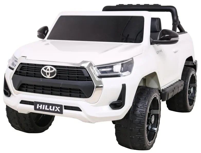 Carro elétrico para Crianças Toyota Hilux 12V 4x4 Rodas Espuma EVA, Assento couro ecológico Branco