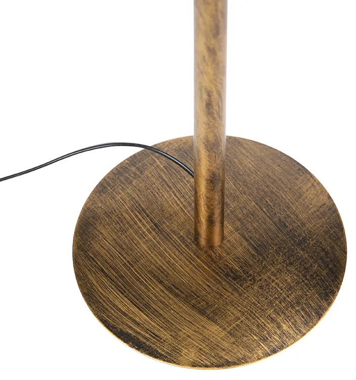 Candeeiro de pé moderno dourado com cúpula preta com dourado - Simplo