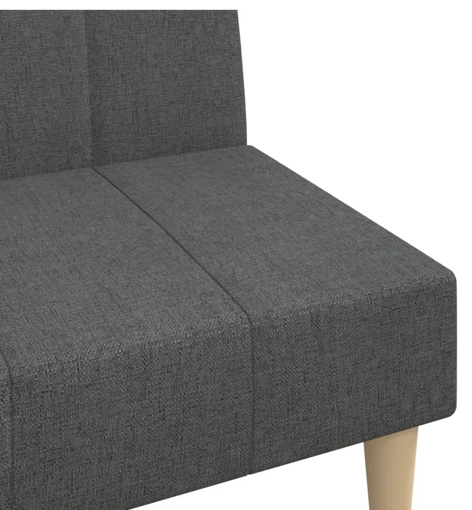 Sofá-cama de 2 lugares tecido cinzento-escuro