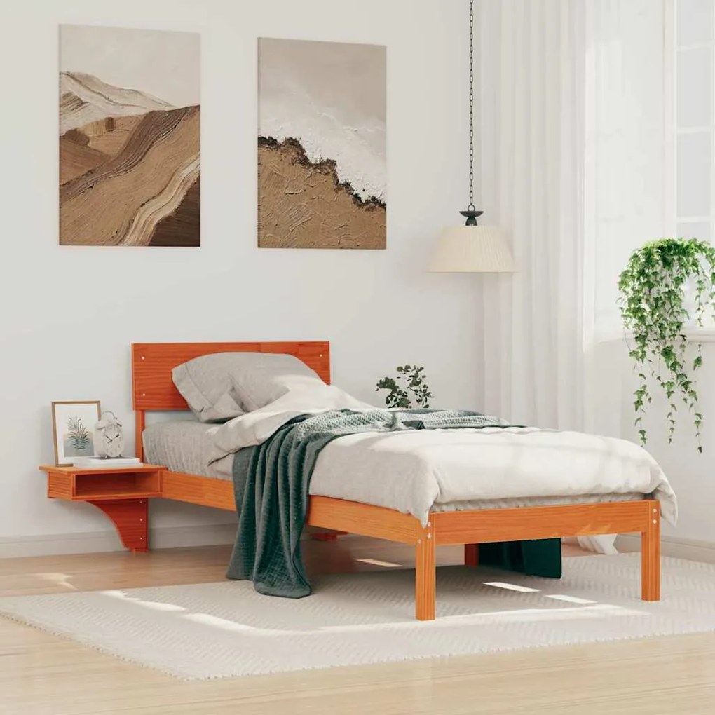 vidaXL Estrutura de cama com mesas de cabeceira Castanho-mel