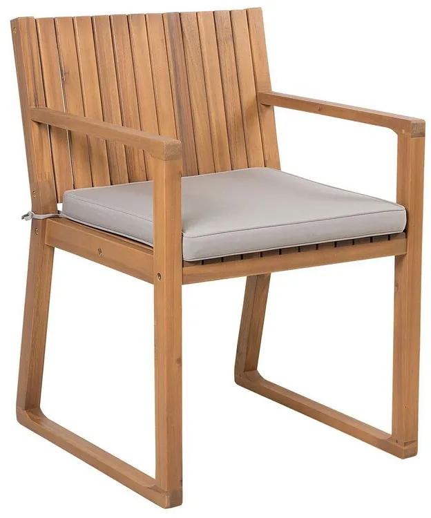 Cadeira de jardim em madeira de acácia e almofada taupe SASSARI Beliani