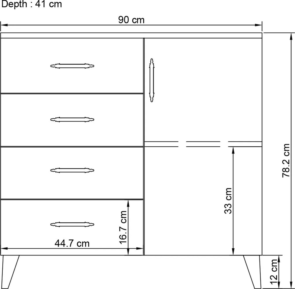 Cômoda Lavinia – Branco – 90x78x45 cm
