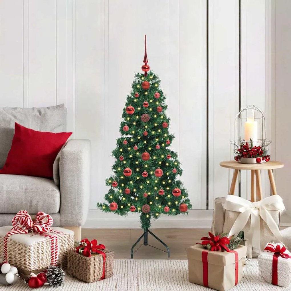 vidaXL Árvore de Natal artificial de canto Verde 120 cm PVC e Metal
