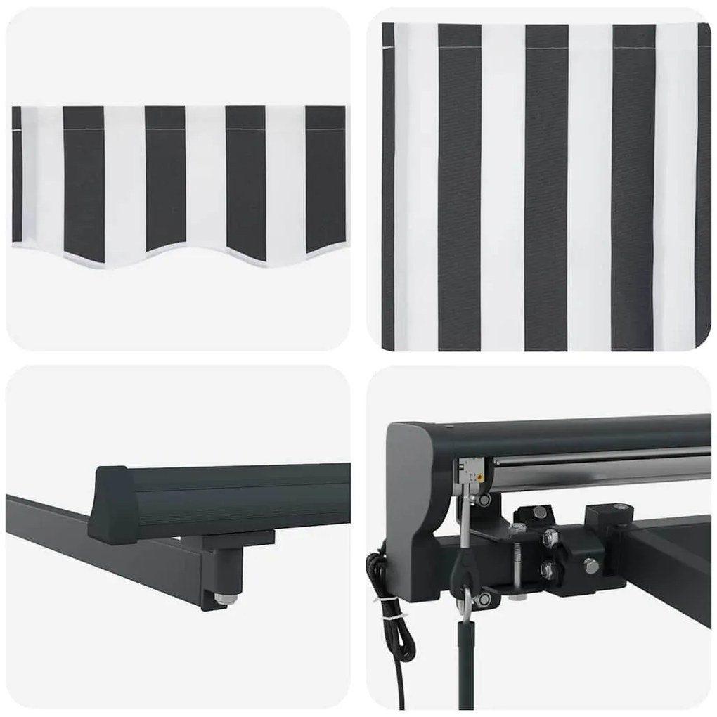 Toldo Retrátil Antracite e Branco 400x300 cm Poliéster e Metal