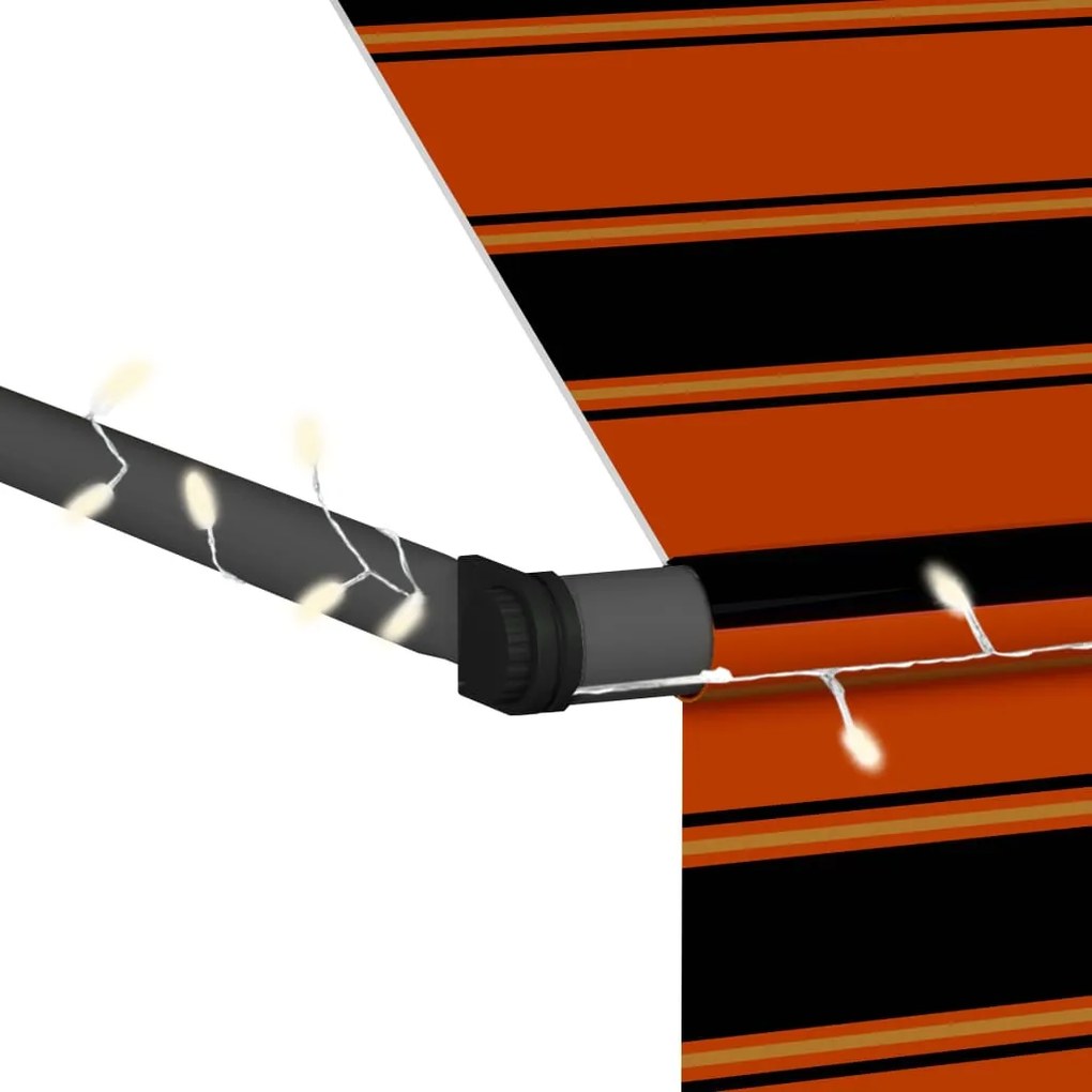 Toldo retrátil manual com LED 150 cm laranja e castanho