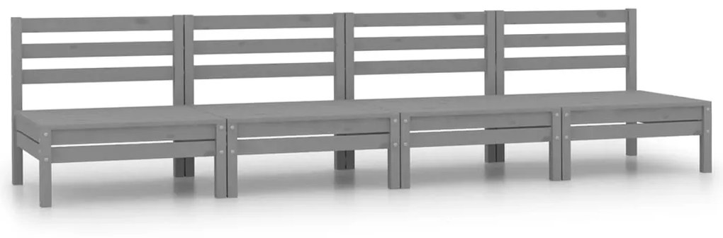 vidaXL Sofás de centro para jardim 4 pcs madeira pinho maciça cinzento
