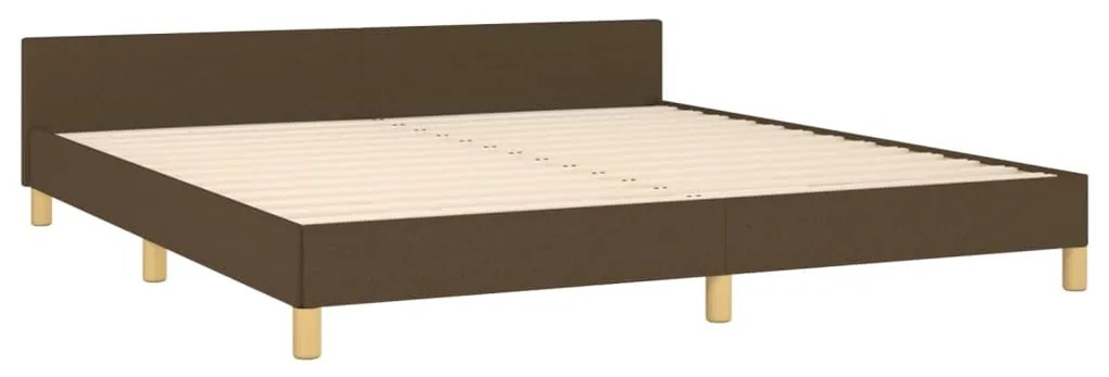 Estrutura de cama 160x200 cm tecido castanho-escuro