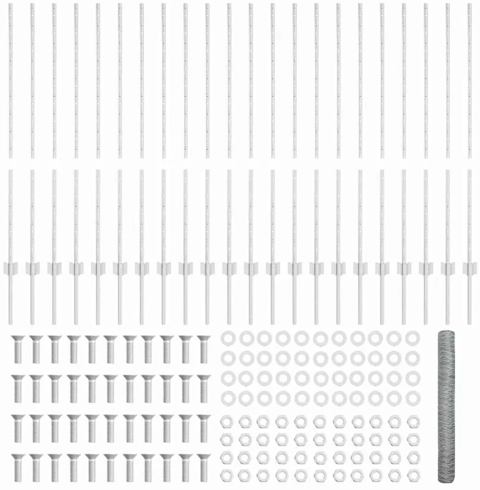 Postes de Cerca vidaXL 22 pcs U-Channel 120 cm Aço Galvanizado