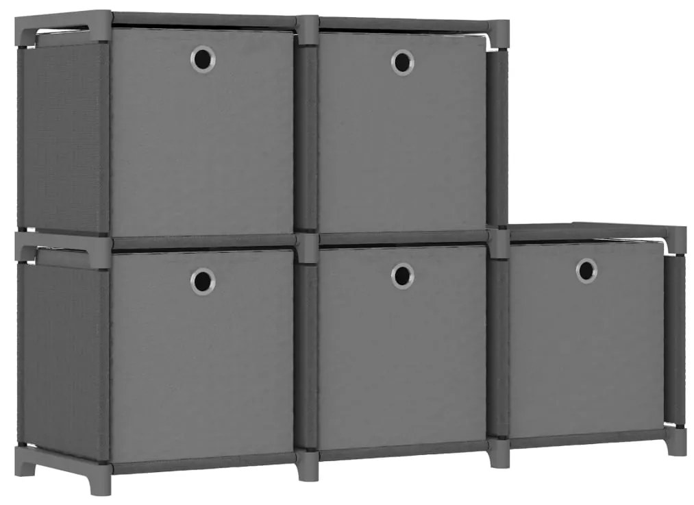 vidaXL Unidade prateleira 5 cubos c/ caixas 103x30x72,5cm tecido cinza