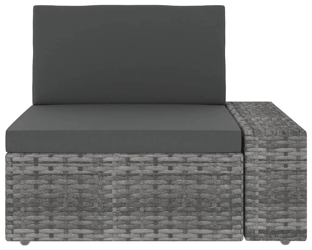 8 pcs conjunto lounge de jardim c/ almofadões vime PE cinzento