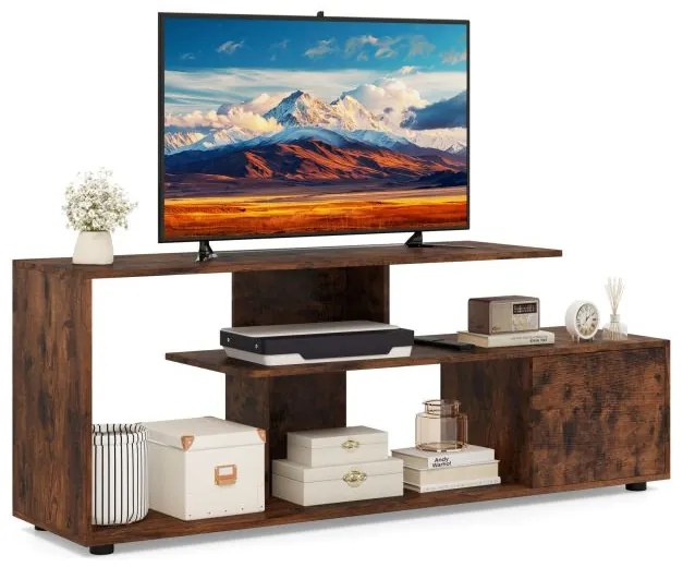 Suporte de TV para TVs de até 55 polegadas com prateleiras e armário armário de TV baixo preto