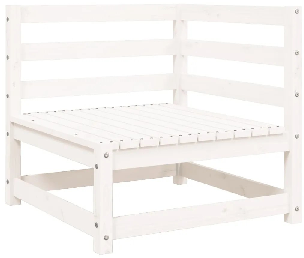 Sofá de 2 lugares p/ jardim c/ apoio de pés pinho maciço branco