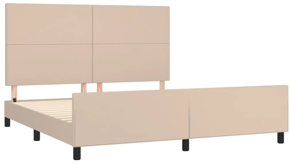 Estrutura cama cabeceira 180x200 cm couro artificial cappuccino