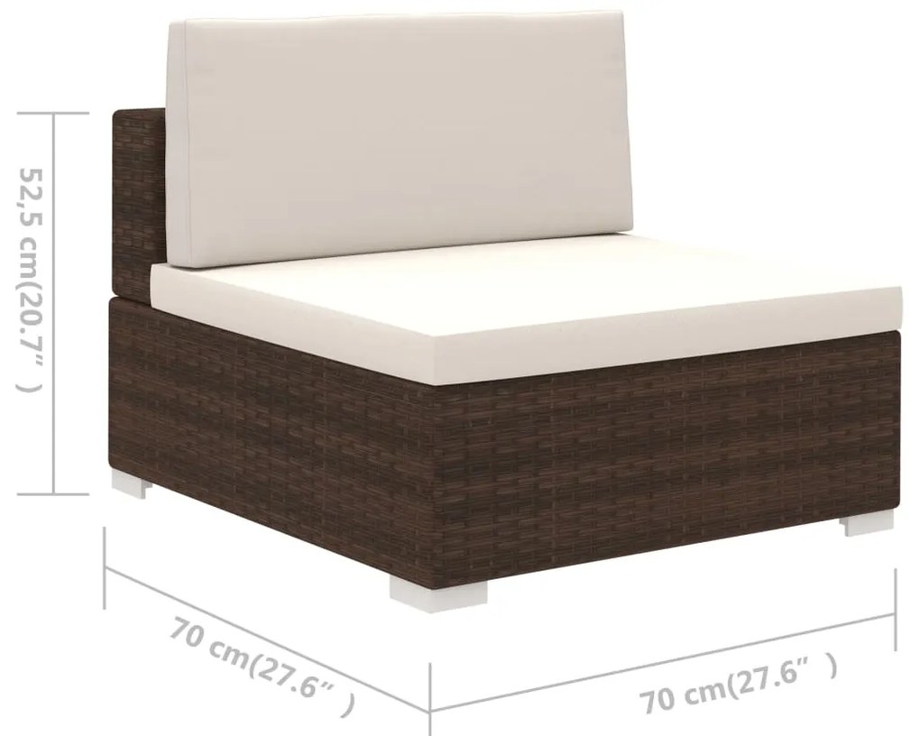 Conjunto Lounge de Jardim Ives em Vime Castanho - 2 Sofás e Mesa de Ce