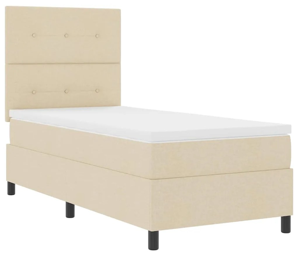 Cama Box Spring com Colchão Bege 100x200 cm Tecido