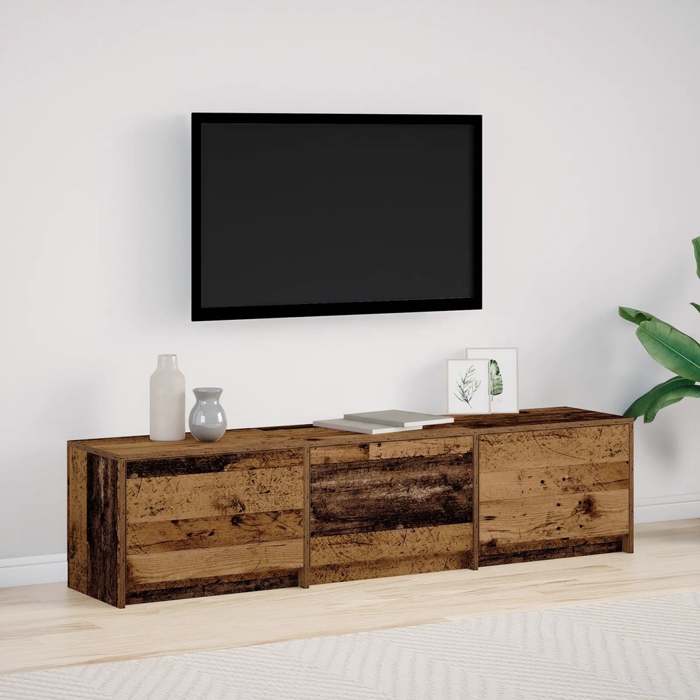 vidaXL Gabinete de TV com LED Madeira Velha 162,5x34x40 cm Madeira Estruturada