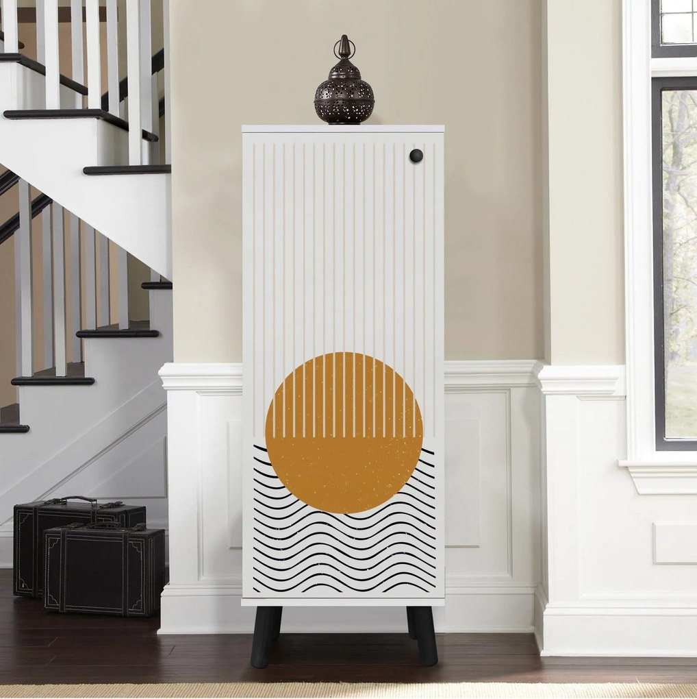 Armário para Calçado Vegas – Branco e Preto – 50 cm x 135 cm x 38 cm