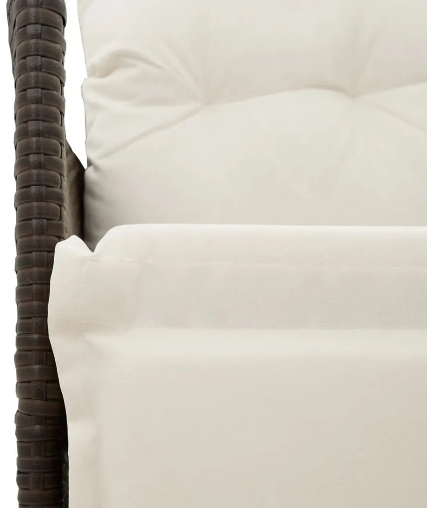 3 pcs conjunto bistrô com almofadões vime PE castanho