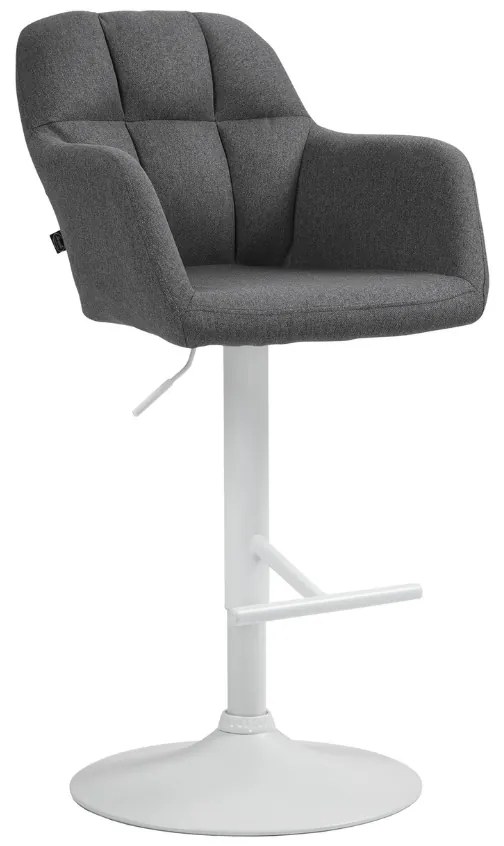 Banco de bar Natoma em tecido com estrutura branca 97-118 x 57 x 59 cm Cinzento escuro