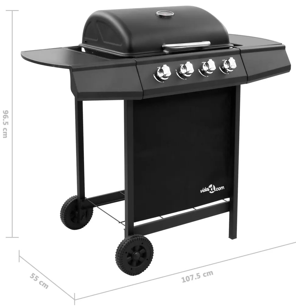 Grelhador/barbecue a gás 4 discos preto