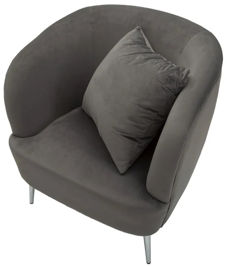 POLTRONA COM ALMOFADA 73X66X78 CM CINZA E PRATEADO