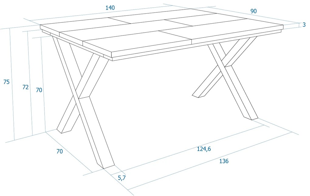 Mesa de sala de jantar | 6 pessoas | 140 | Robusto e estável graças à sua estrutura e pernas sólidas | Ideal para reuniões familiares | Oak | Estilo i