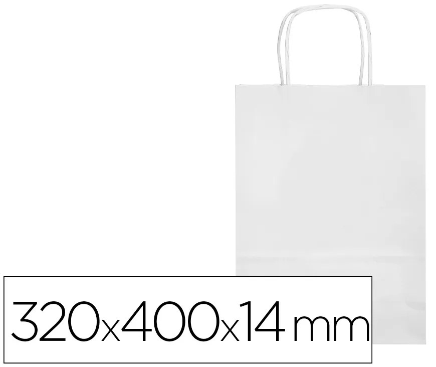 Saco de Papel Basika Celulose Branco L com Asa Torcida 320x400x14 mm