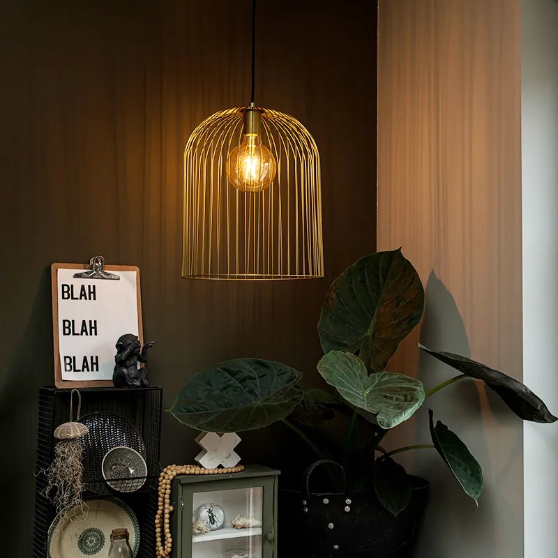 Candeeiro de suspensão design dourado - Wire Knock