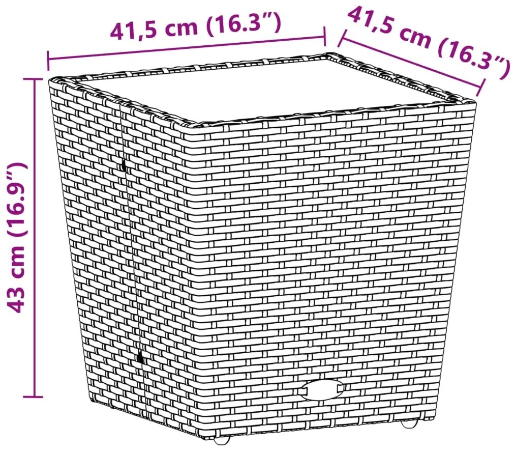 3 pcs conjunto de bistrô com almofadões vime PE/vidro castanho
