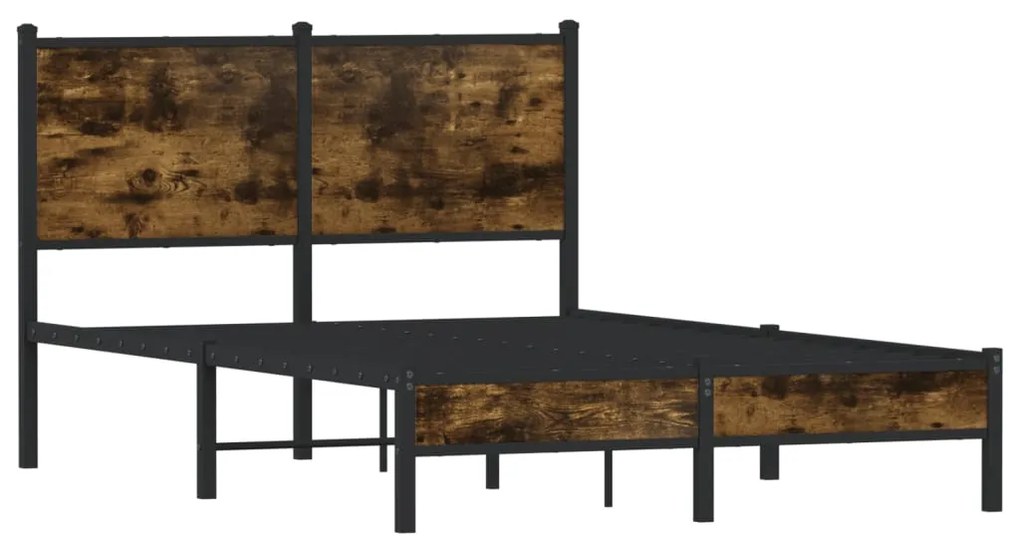 Estrutura de cama sem colchão 120x200 cm metal carvalho fumado