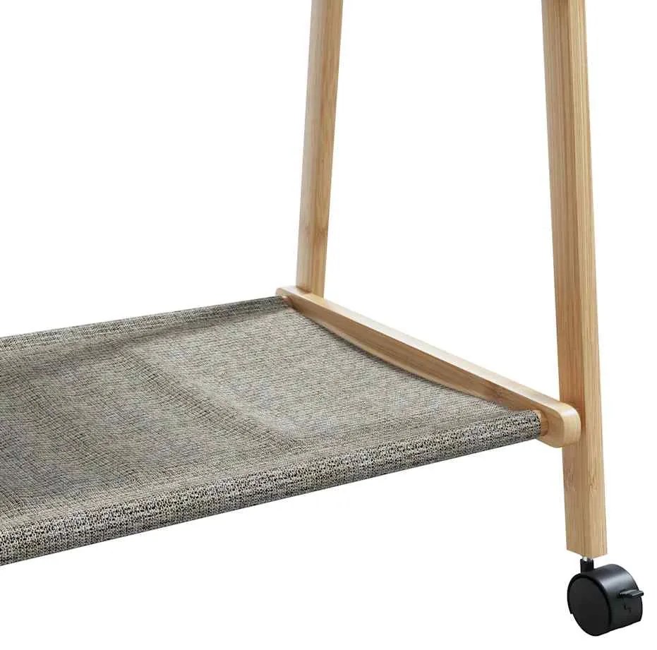Cabide com prateleiras e rodas 106x34x106,5 cm bambu