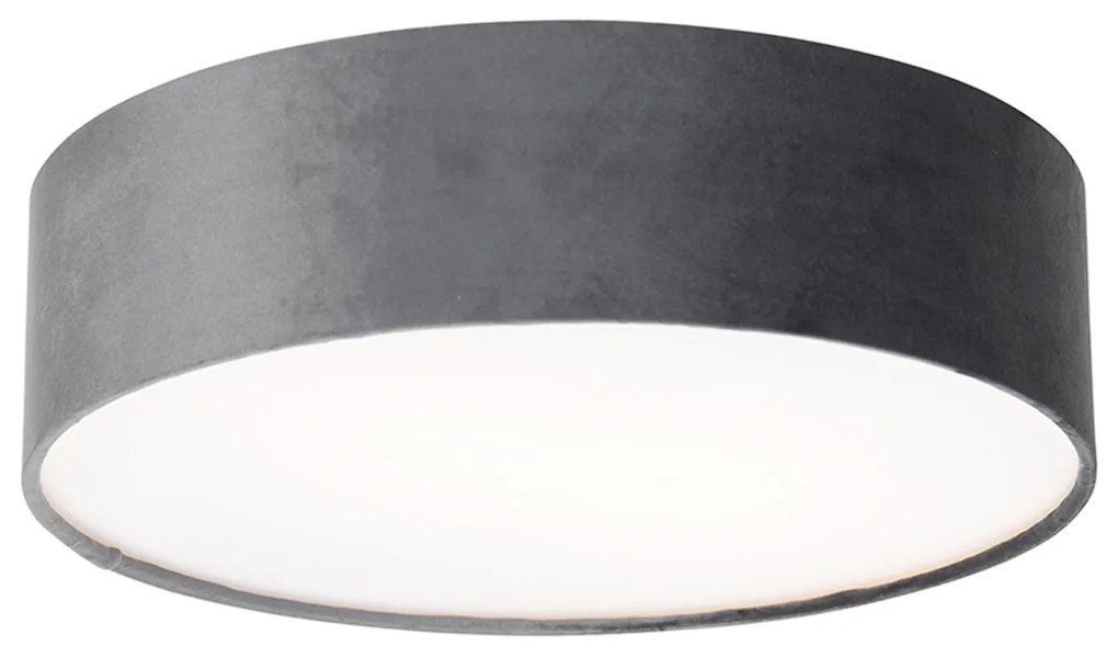 Candeeiro de teto moderno cinzento 40 cm com interior dourado - Drum Moderno