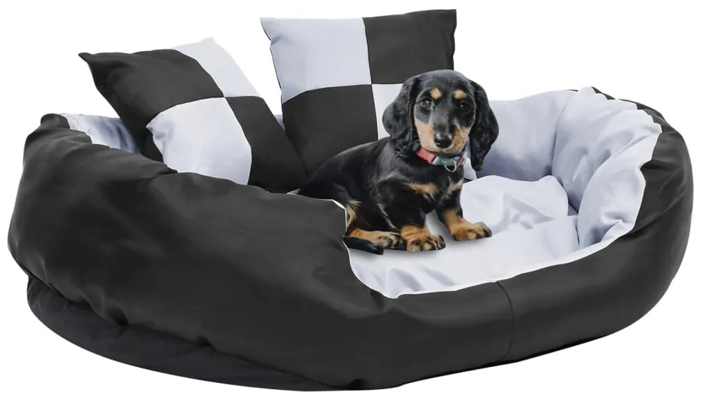 Almofadão p/ cães reversível e lavável 85x70x20 cm cinza/preto