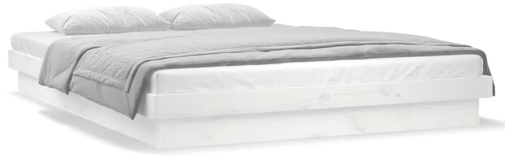 Estrutura cama c/ LED pequena casal 120x190 cm pinho branco