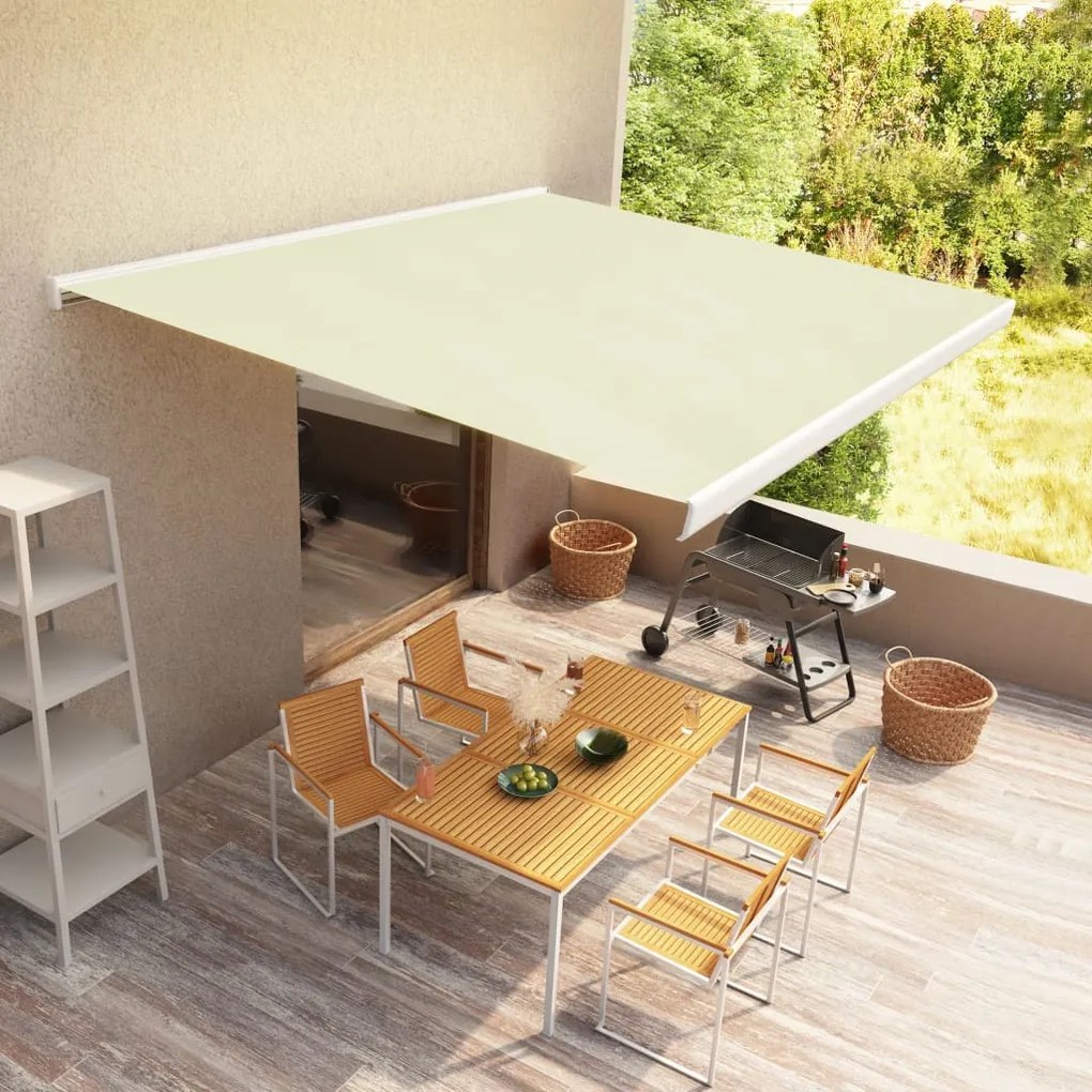 vidaXL Toldo motorizado com caixa 450x300 cm creme