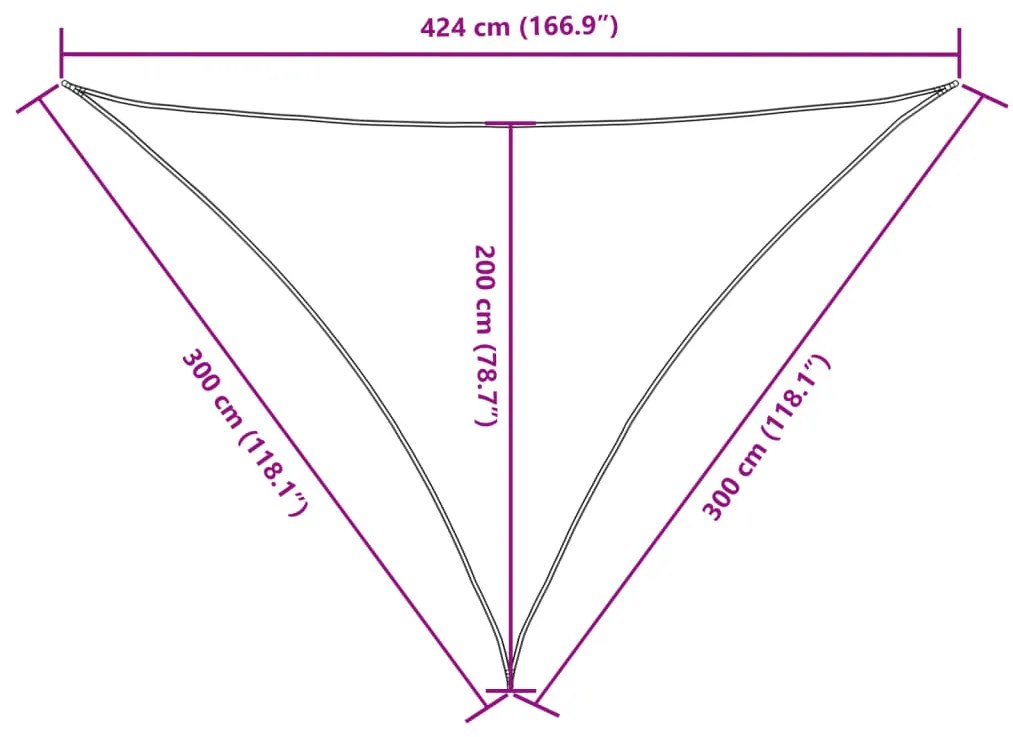 Para-sol estilo vela tecido oxford triangular 3x3x4,24 m bege