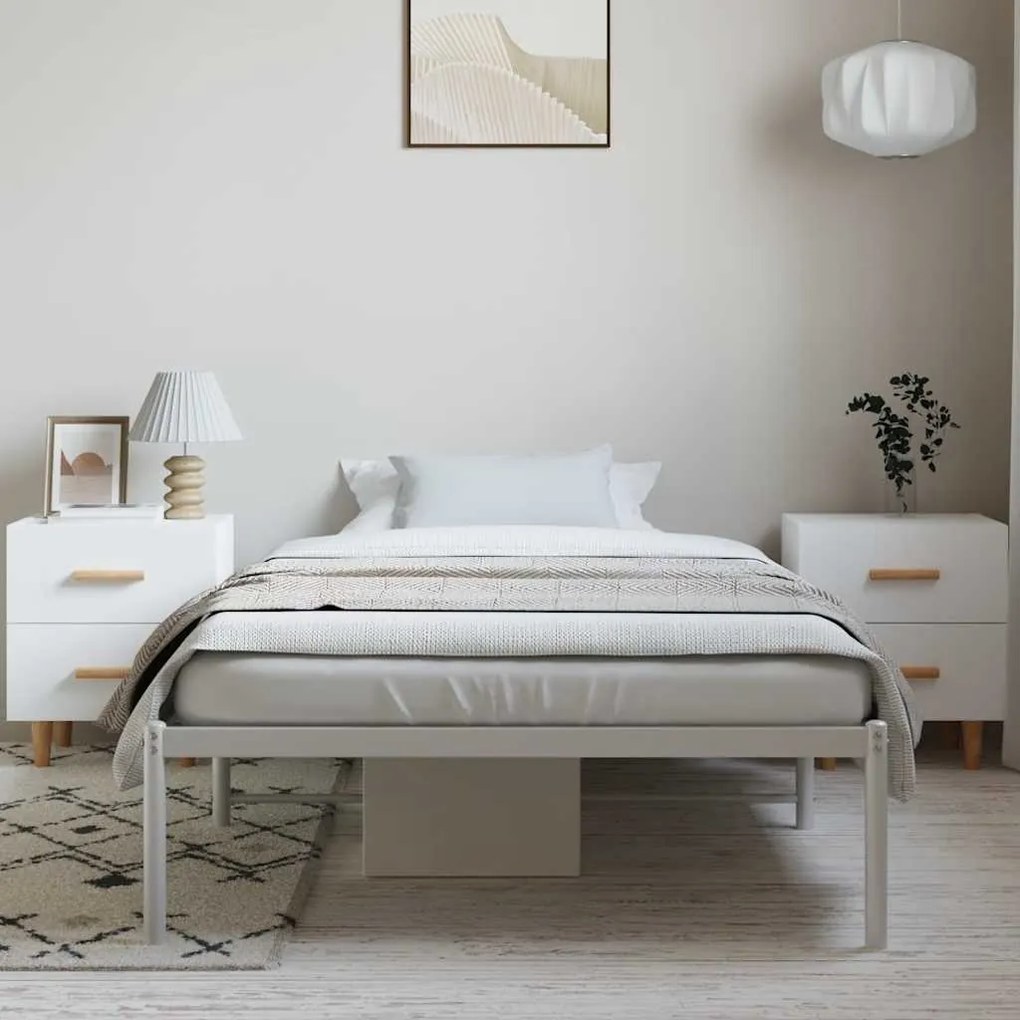 Estrutura de cama 100x190 cm metal branco