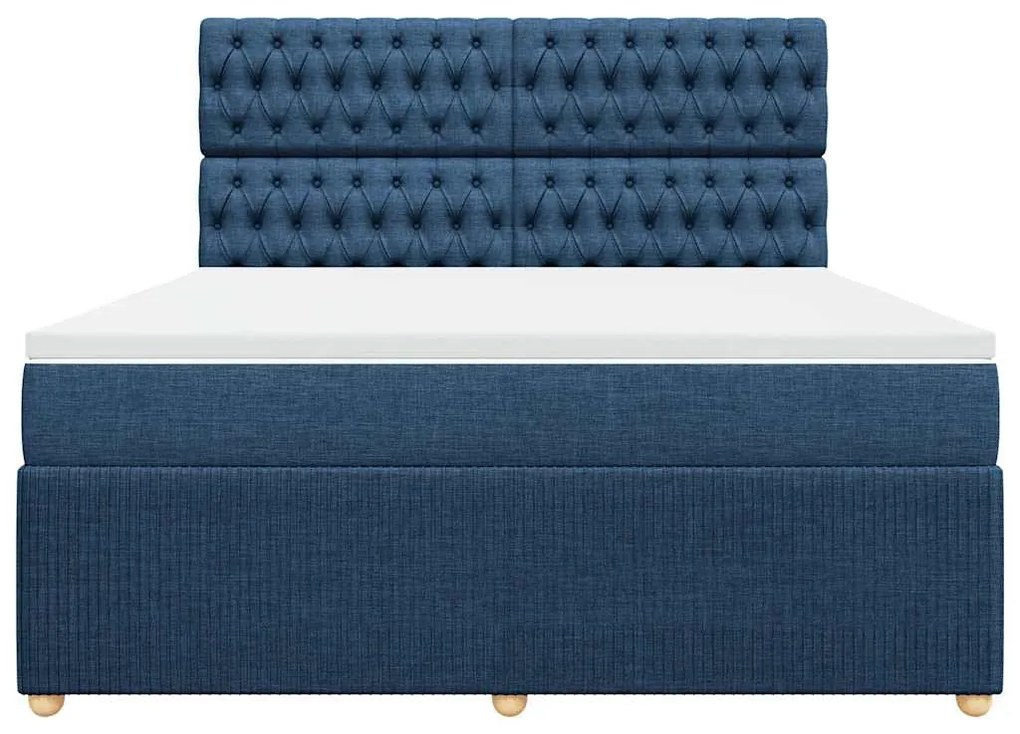Cama com molas/colchão 180x200 cm tecido azul